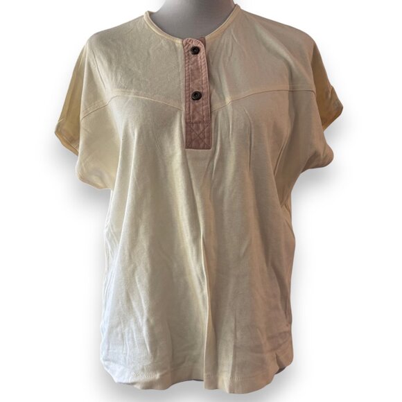 Bay Club by Cataline Tops - Bay Club by Catalina Vintage‎ 80s Women's off white pink Henley sleeveless shirt